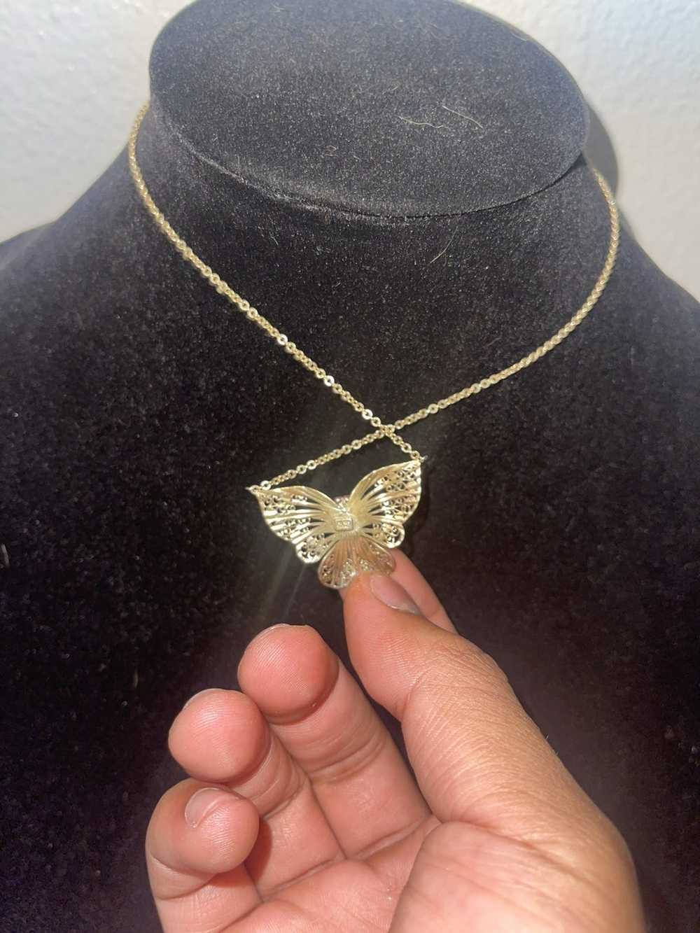 Vintage 14k Tri gold butterfly chain - image 2