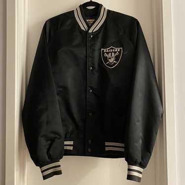 California, Jackets & Coats, Vintage 97s Usa Sports Apparel Oakland  Raiders Silver Black Bomber Jacket L