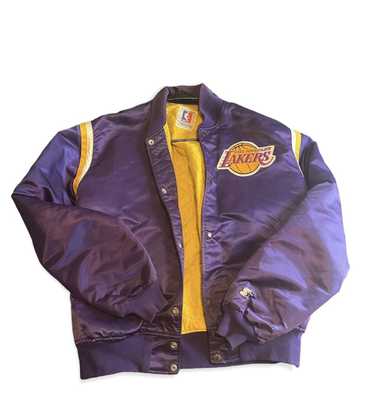 Men's Starter Black Los Angeles Lakers Blackout Breakaway Hooded Anorak  Quarter-Zip Jacket