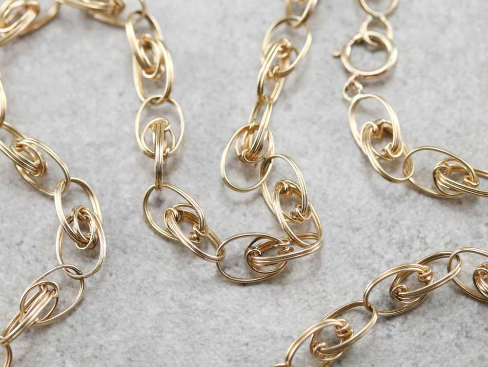 Woven Gold Link Chain Necklace - image 2