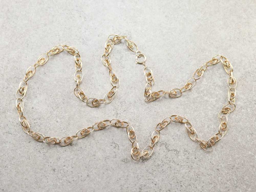 Woven Gold Link Chain Necklace - image 3