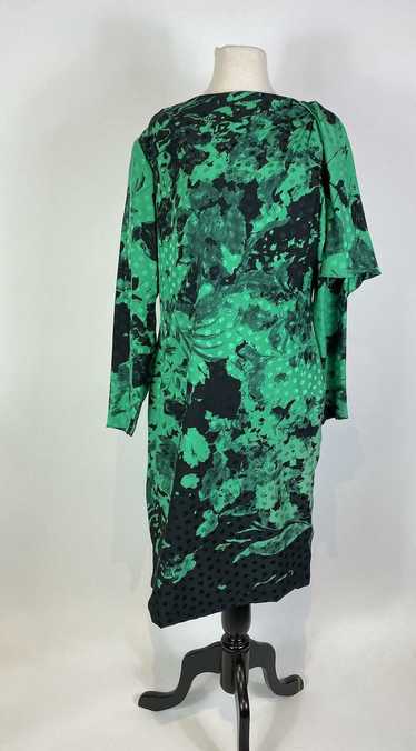 1980s Travilla Silk Watercolor Flower Dress