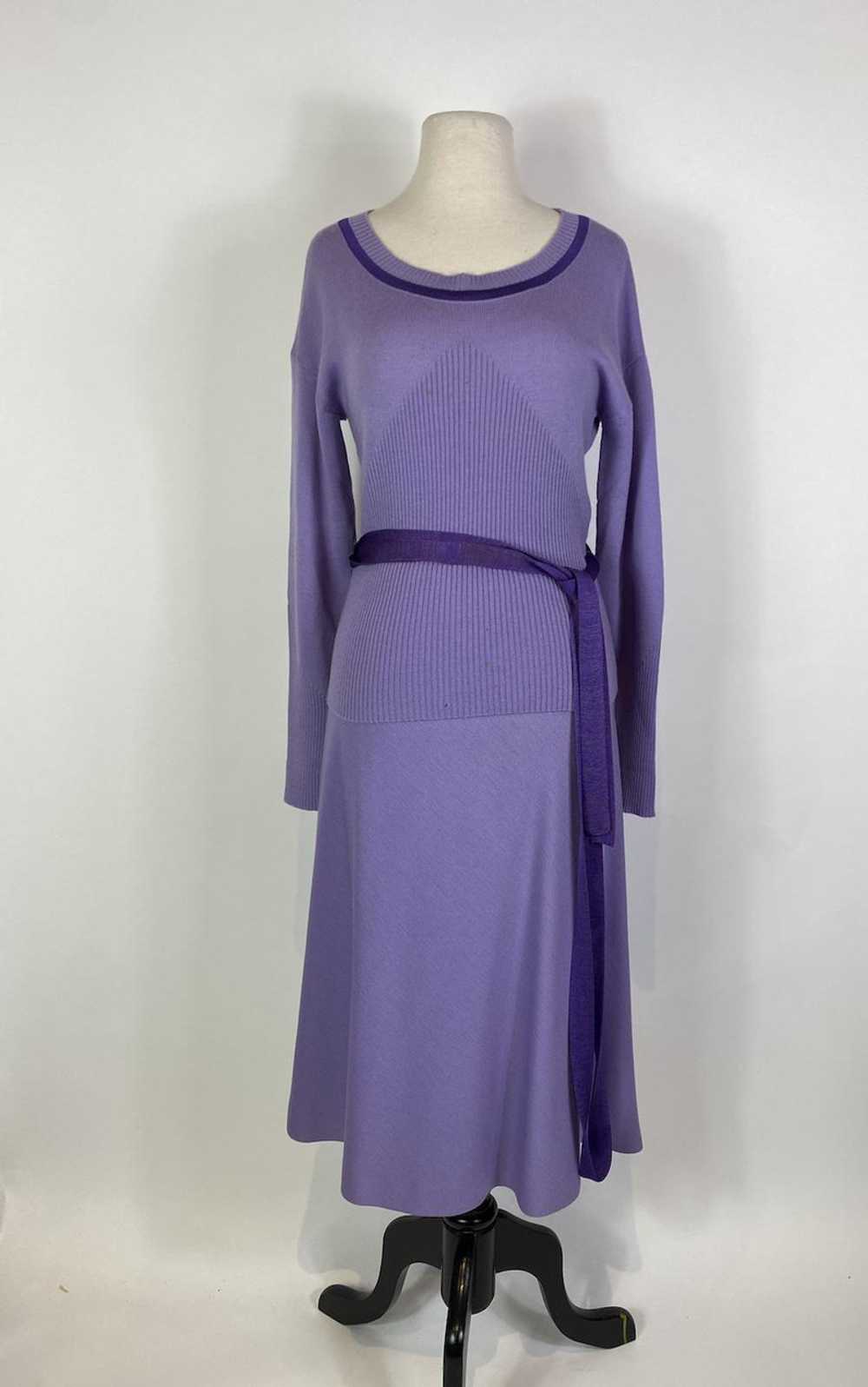 1960s Saks Fifth Ave Purple Wool Sweater and Skir… - image 1