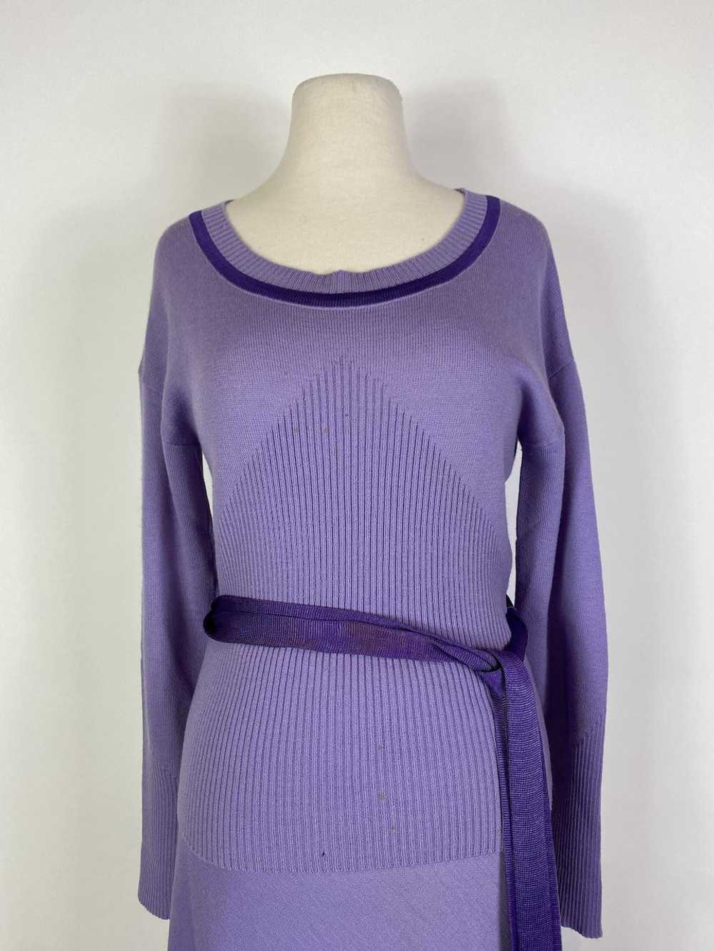 1960s Saks Fifth Ave Purple Wool Sweater and Skir… - image 2