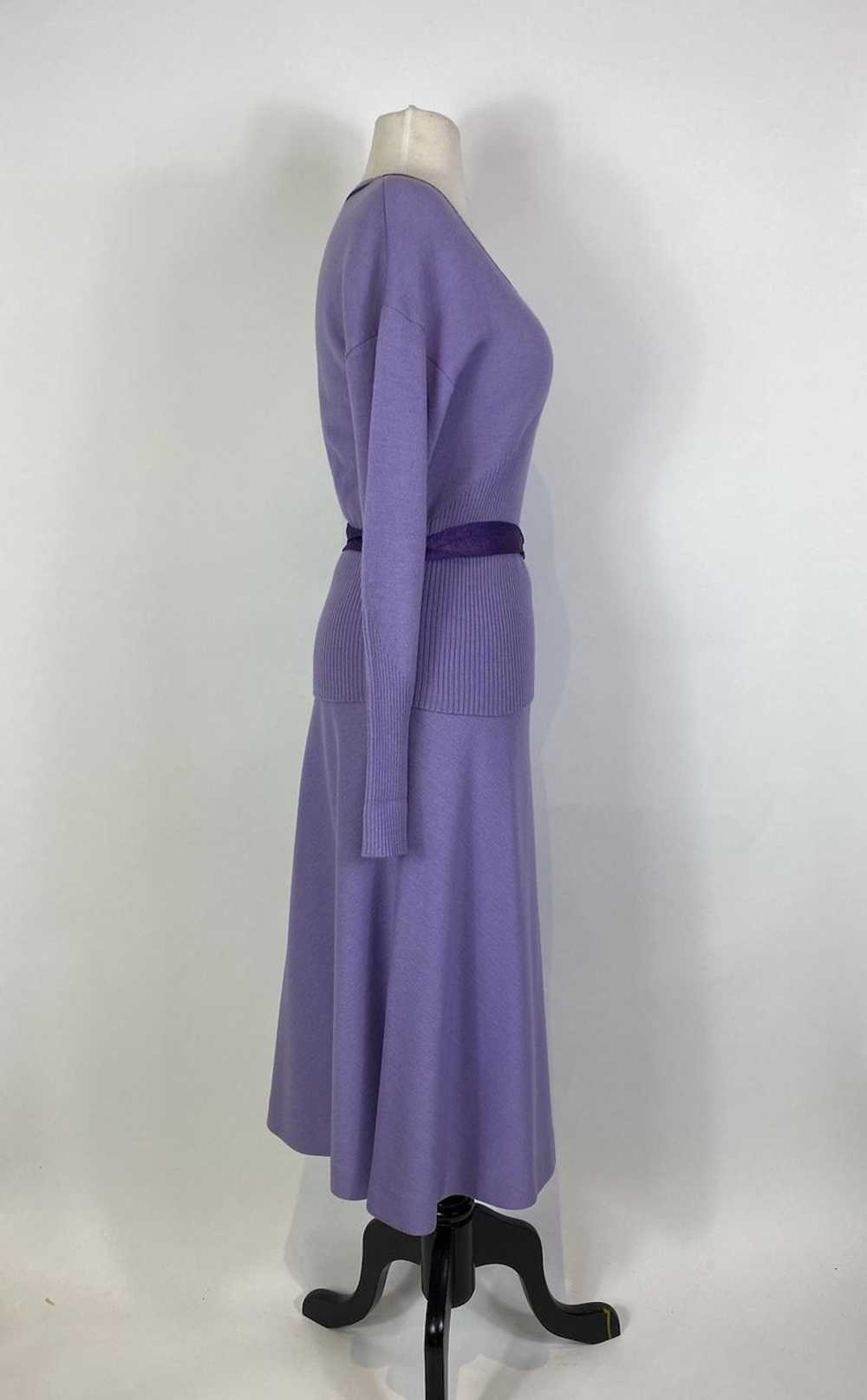 1960s Saks Fifth Ave Purple Wool Sweater and Skir… - image 3