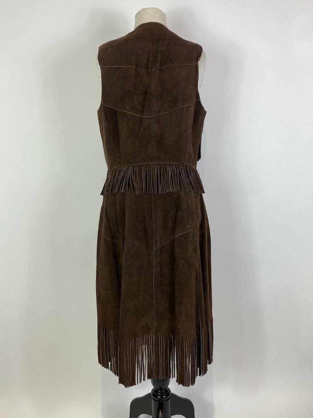 1970s Suede Leather Fringe Vest and Skirt Set - image 5