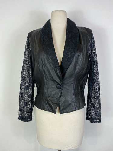 1980s Chia Lace Sleeve Leather Jacket