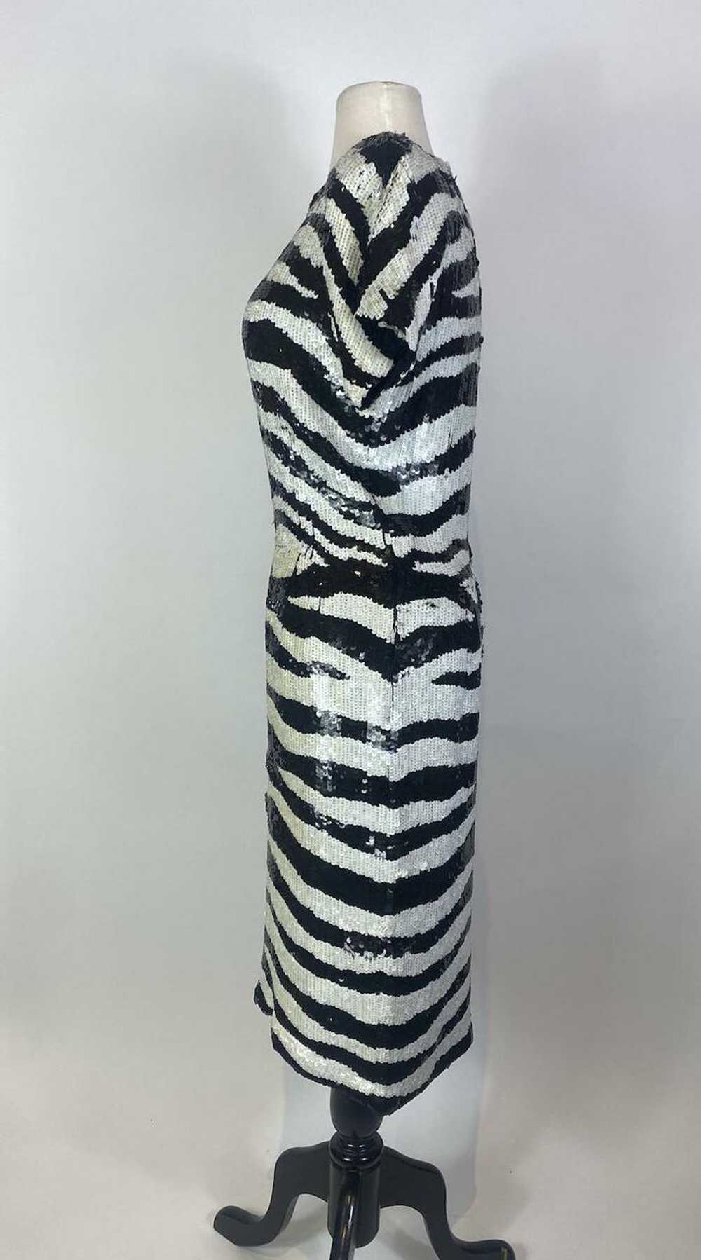 1980s Pure Silk Zebra Sequin Dress - image 3