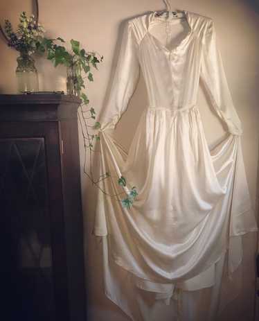 Beautiful antique white silk bridal gown