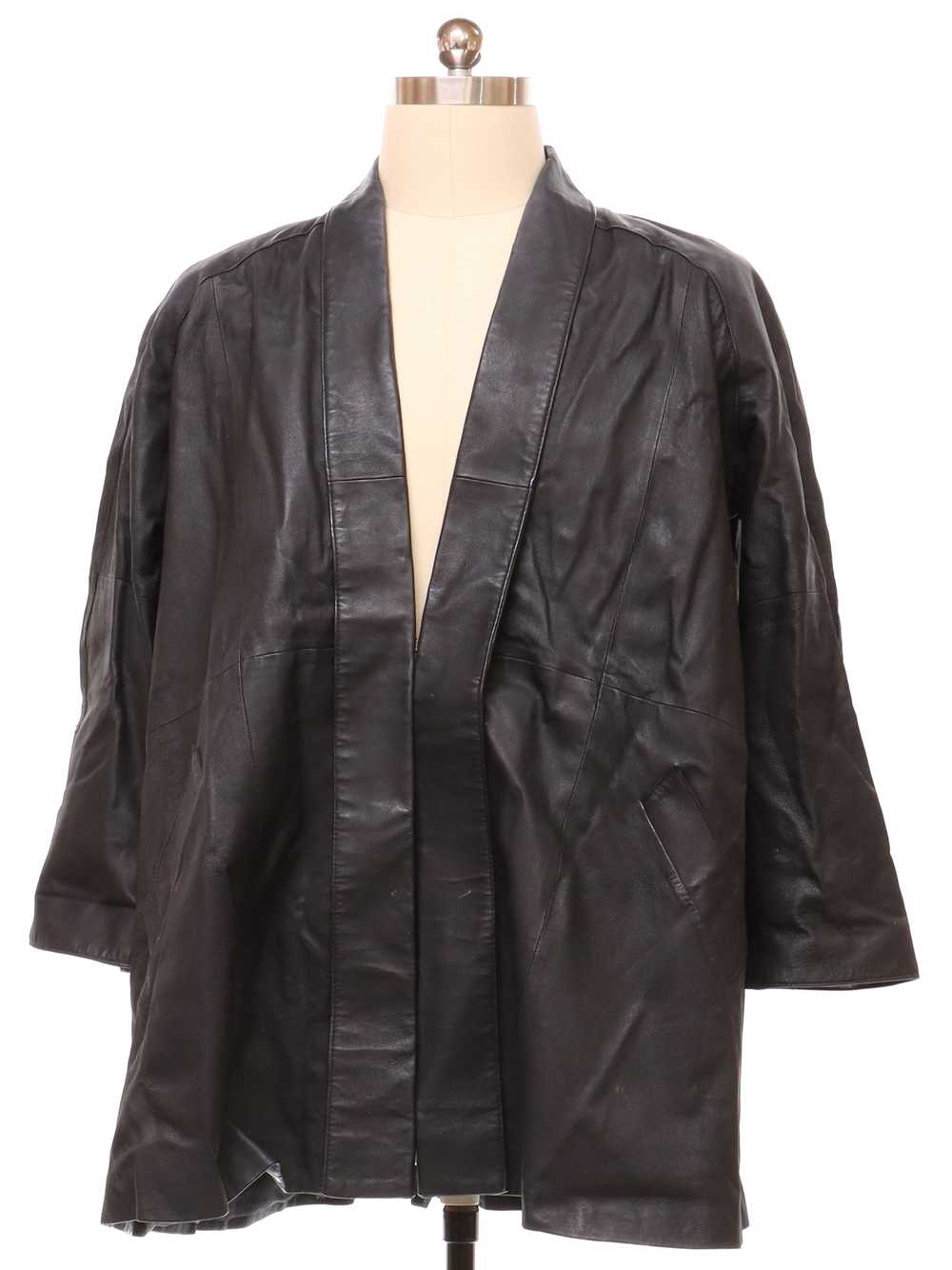 1980's Phase 2 Mens Totally 80s Leather Overcoat … - image 1