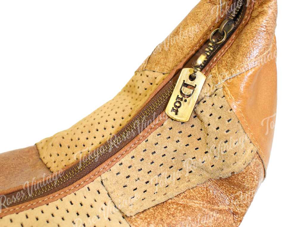 Vintage Dior Leather Suede Shoulder Bag Brown Str… - image 3