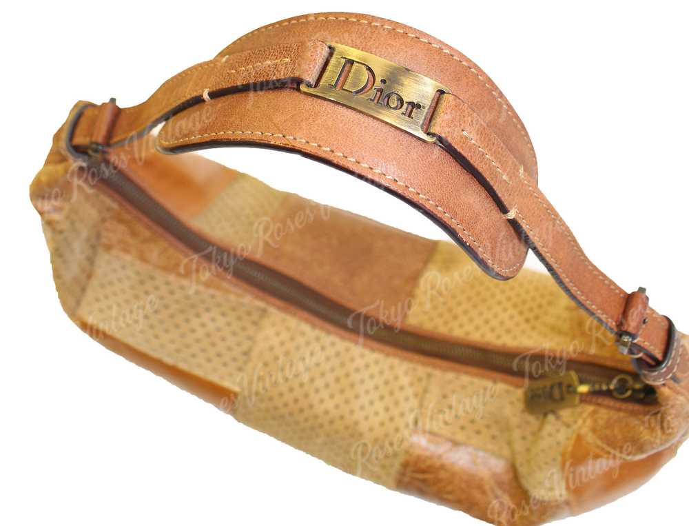 Vintage Dior Leather Suede Shoulder Bag Brown Str… - image 4