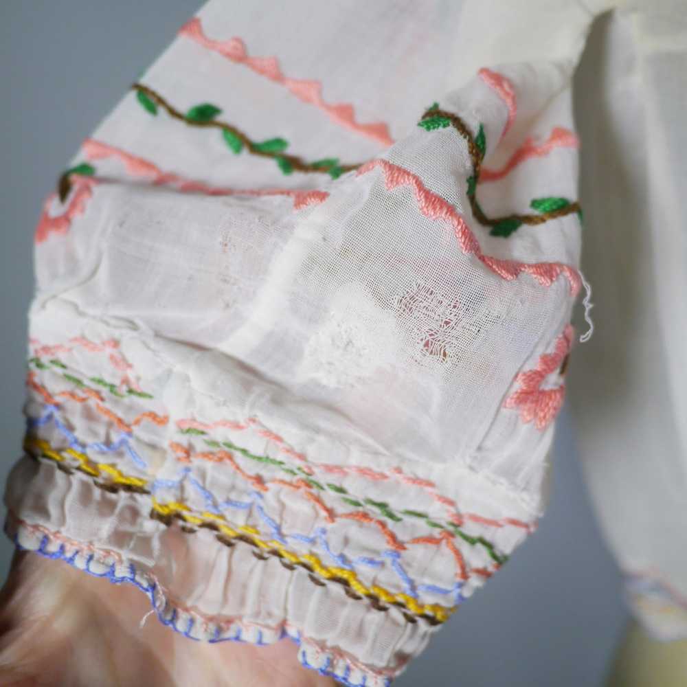 HAND EMBROIDERED 30s HUNGARIAN SHEER GAUZE COTTON… - image 10