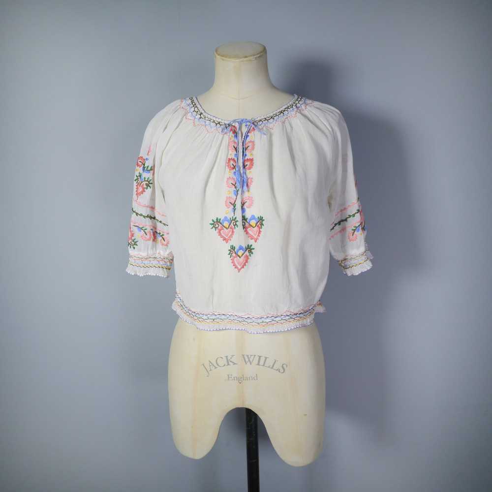 HAND EMBROIDERED 30s HUNGARIAN SHEER GAUZE COTTON… - image 4