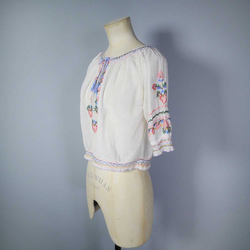 HAND EMBROIDERED 30s HUNGARIAN SHEER GAUZE COTTON… - image 7