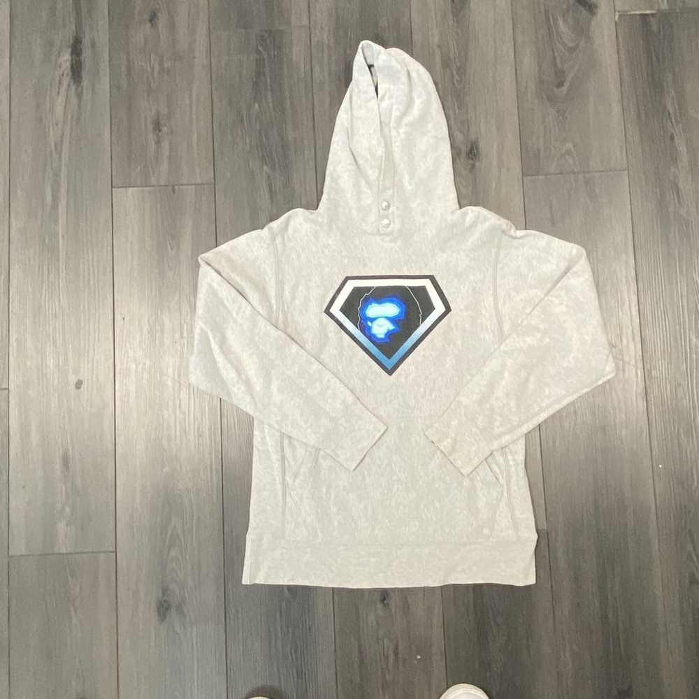 Bape Bape Superman Logo Hoodie Gray Sz S - image 1