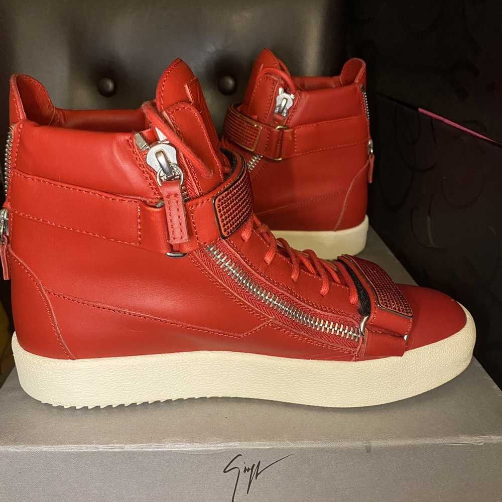 Giuseppe Zanotti High Top Red Leather Crystal Str… - image 10