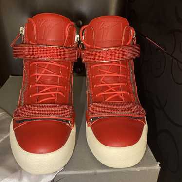 Giuseppe Zanotti High Top Red Leather Crystal Str… - image 1