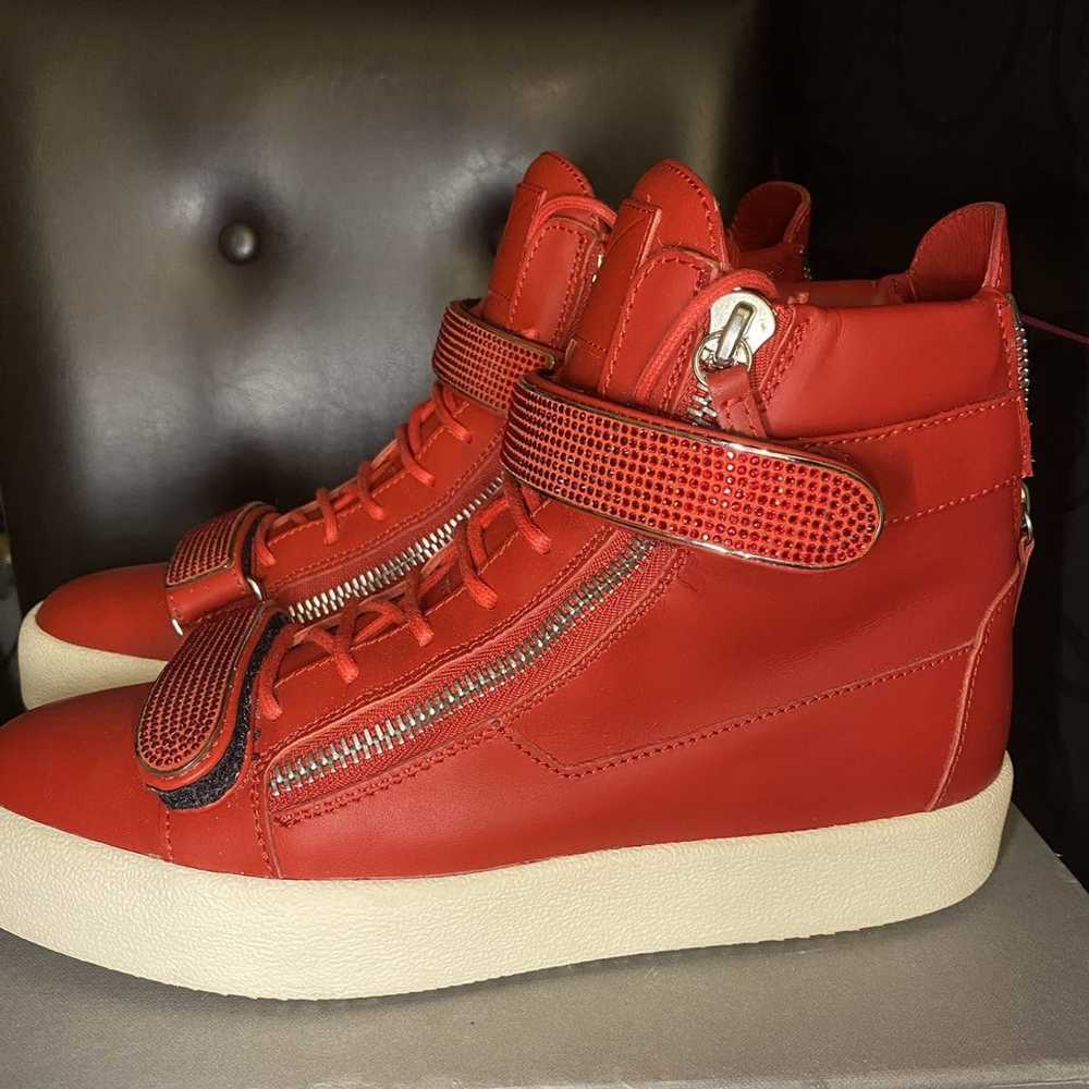Giuseppe Zanotti High Top Red Leather Crystal Str… - image 5