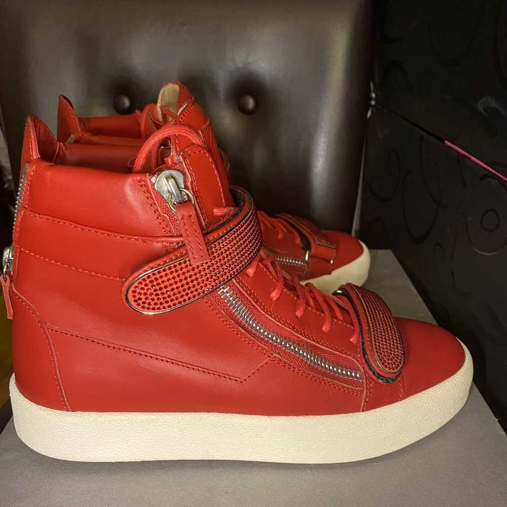 Giuseppe Zanotti High Top Red Leather Crystal Str… - image 8