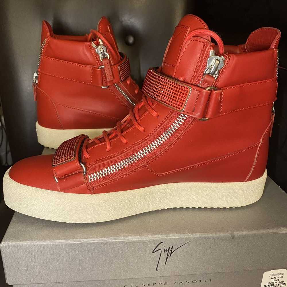 Giuseppe Zanotti High Top Red Leather Crystal Str… - image 9