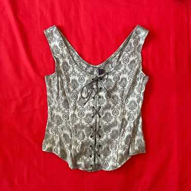 VTG Morbid Threads Goth Corset Front Lacing L - image 1