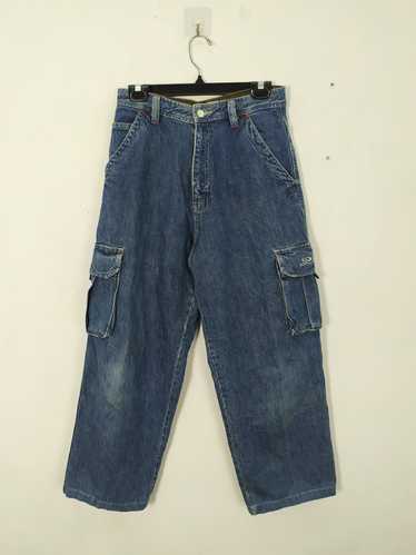 GUOYUXIAO Japanese Style Men Jeans Vintage Loose Denim Cargo Pants