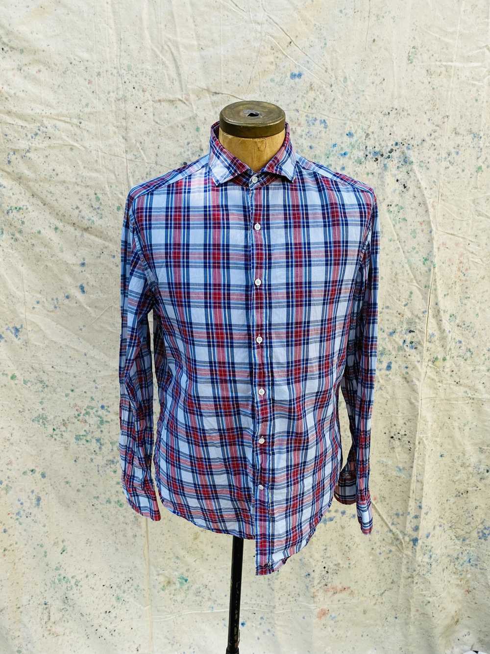 Michael Bastian Made in Italy Cotton Voile Plaid … - image 1