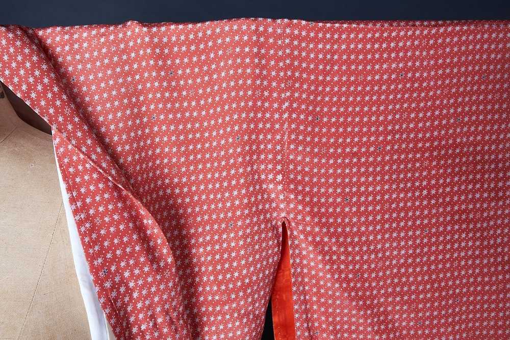 Vintage 1950s Silk Red and White Japanese Kimono - image 7