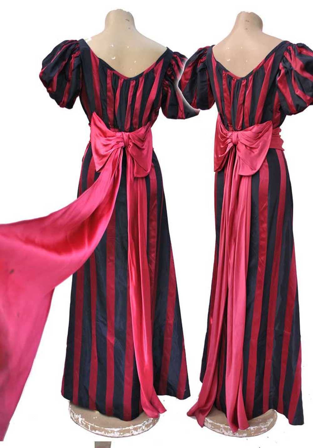 1930s Vintage Pink and Blue Striped Evening Gown … - image 2