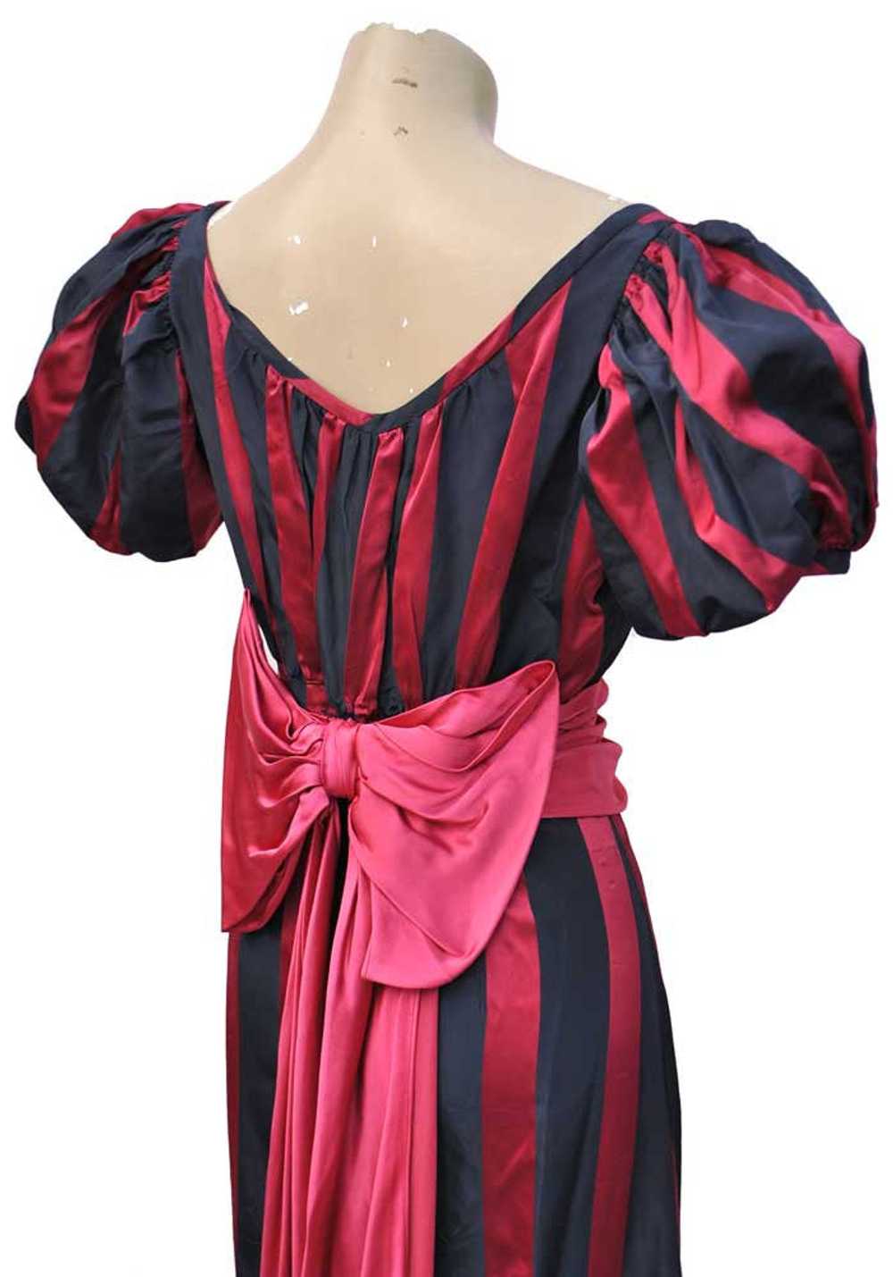 1930s Vintage Pink and Blue Striped Evening Gown … - image 3