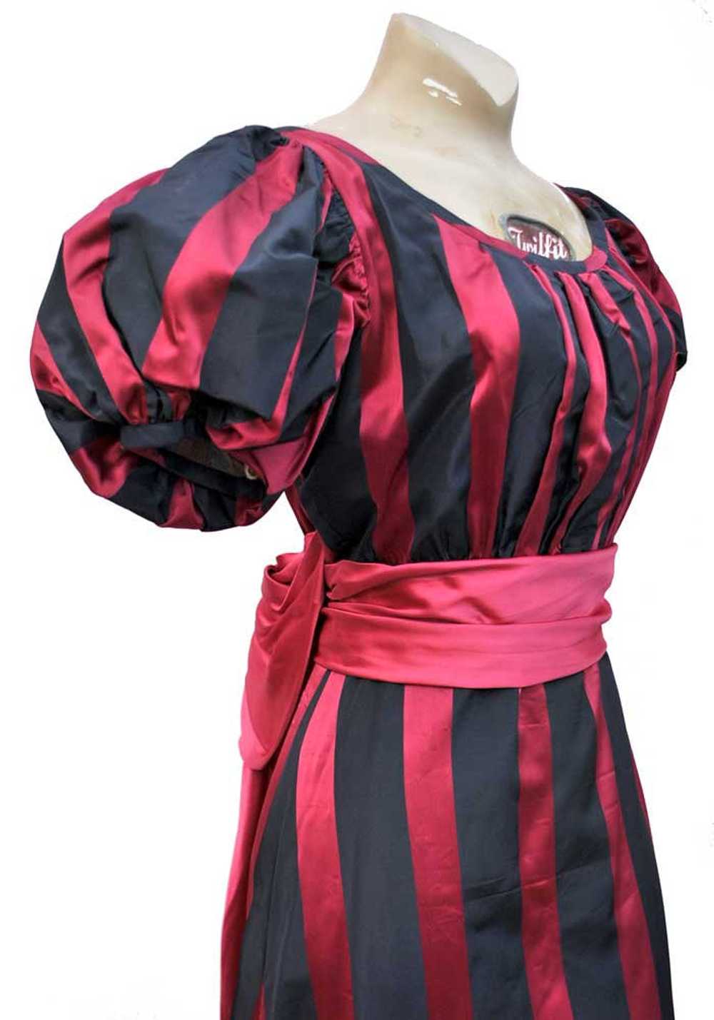 1930s Vintage Pink and Blue Striped Evening Gown … - image 4