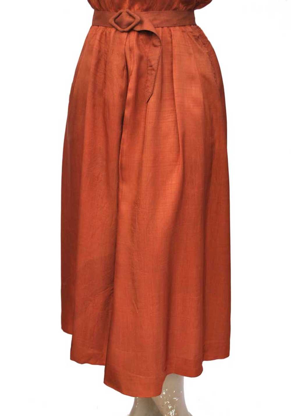 1940s Vintage Copper Silk Shirtwaister Dress • Su… - image 10