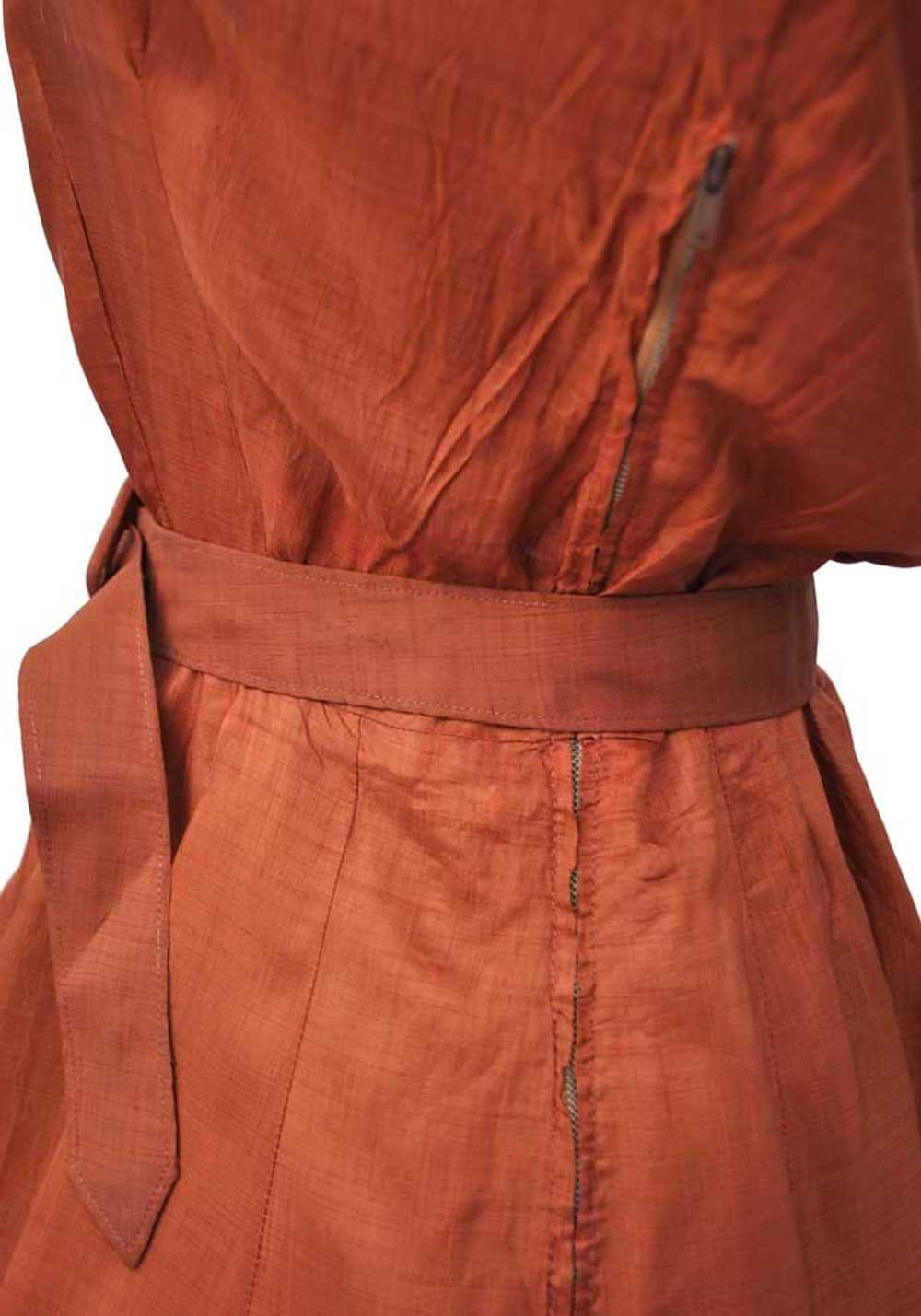 1940s Vintage Copper Silk Shirtwaister Dress • Su… - image 4