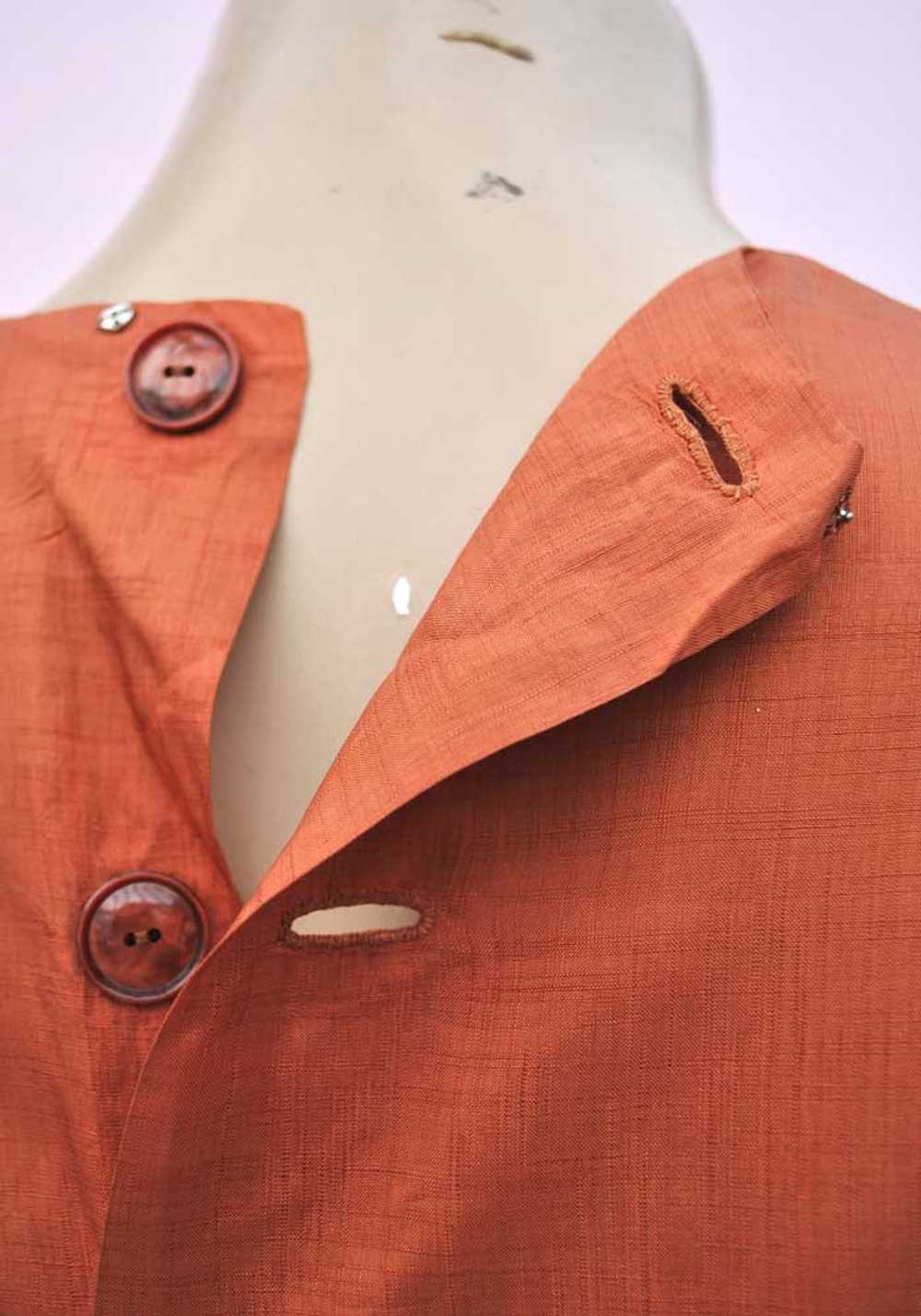 1940s Vintage Copper Silk Shirtwaister Dress • Su… - image 6