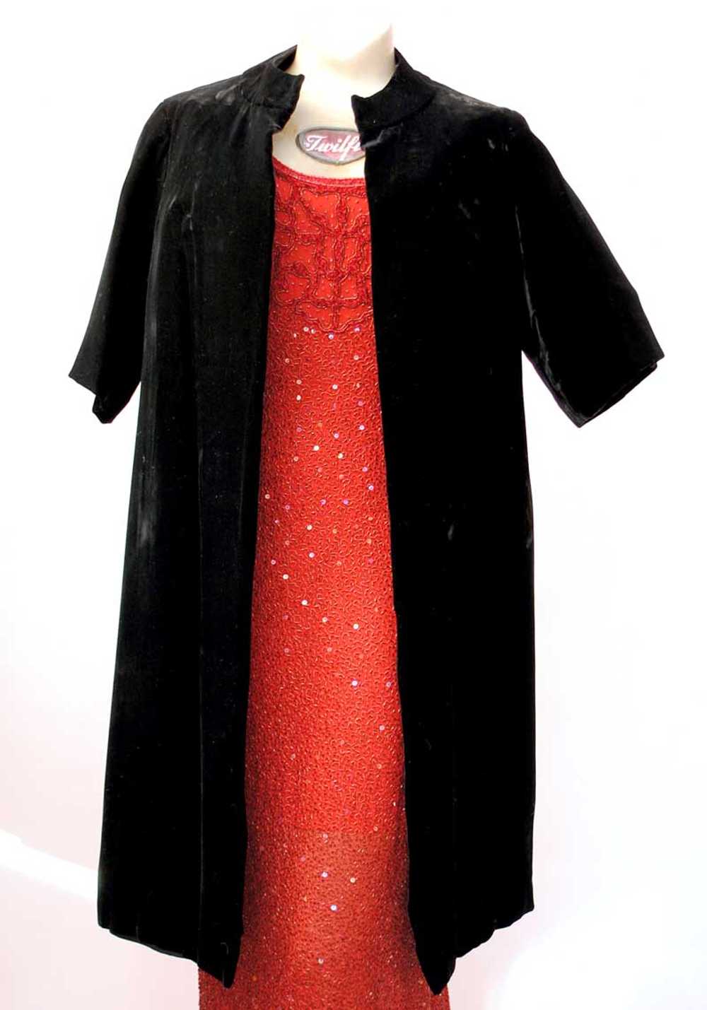 1950s Black Velvet Opera Duster Coat • Swing Coat - image 1