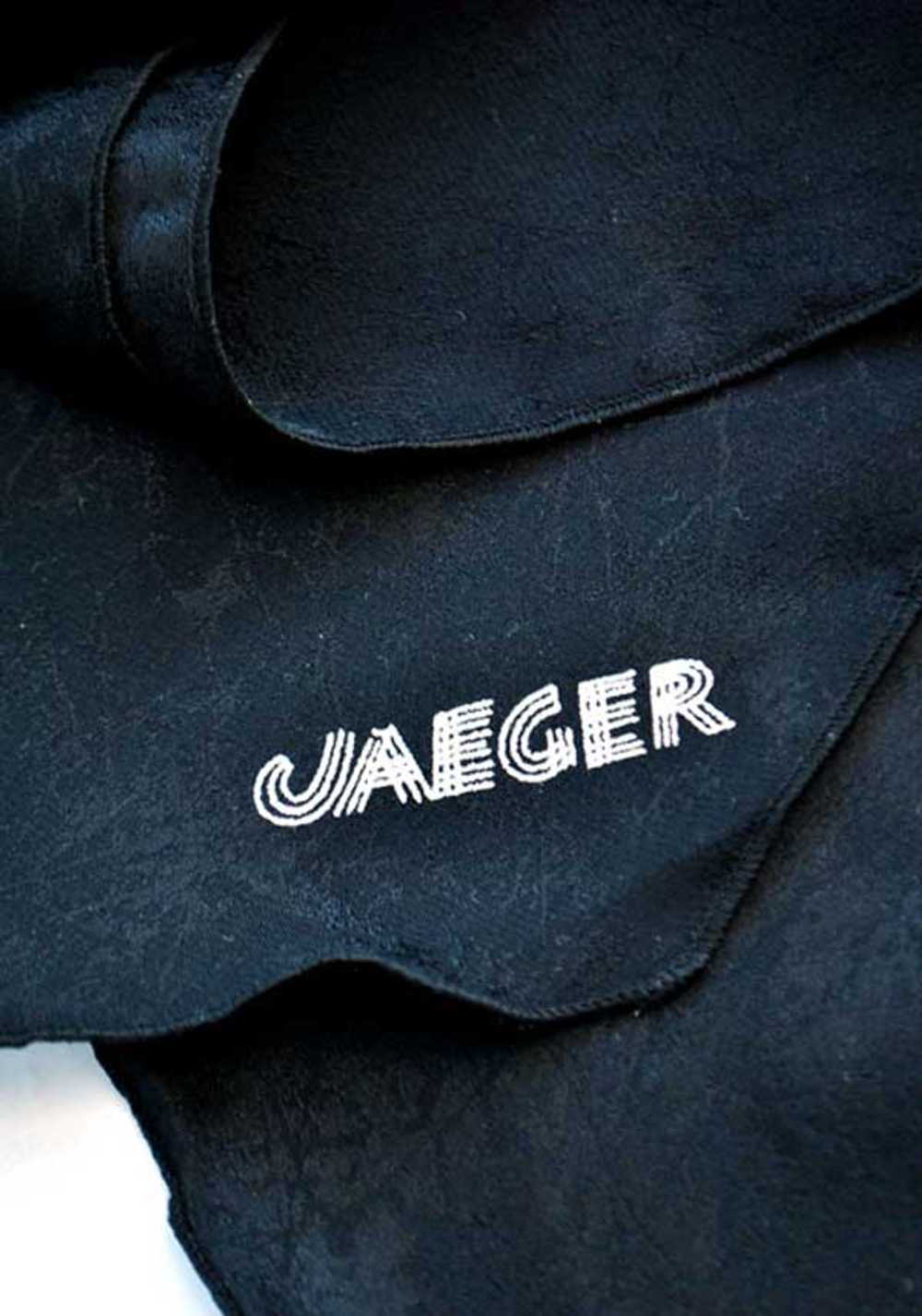 Women's Vintage 70s Jaeger Black Silk Scarf - image 3