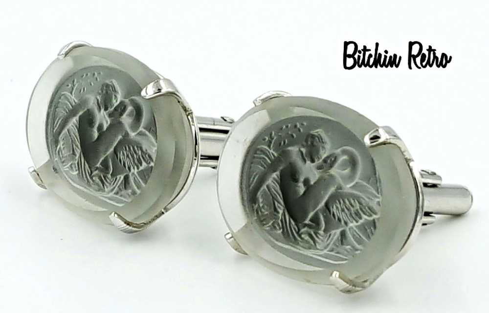 Swank Vintage Intaglio Cufflinks Bavarian Crystal… - image 3