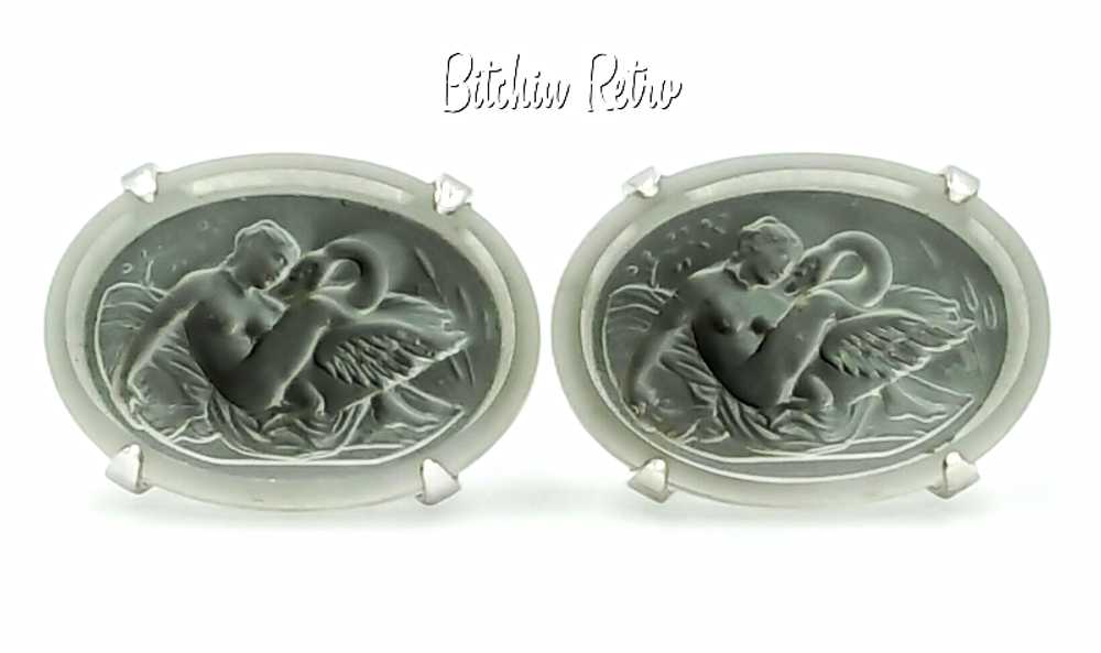 Swank Vintage Intaglio Cufflinks Bavarian Crystal… - image 8