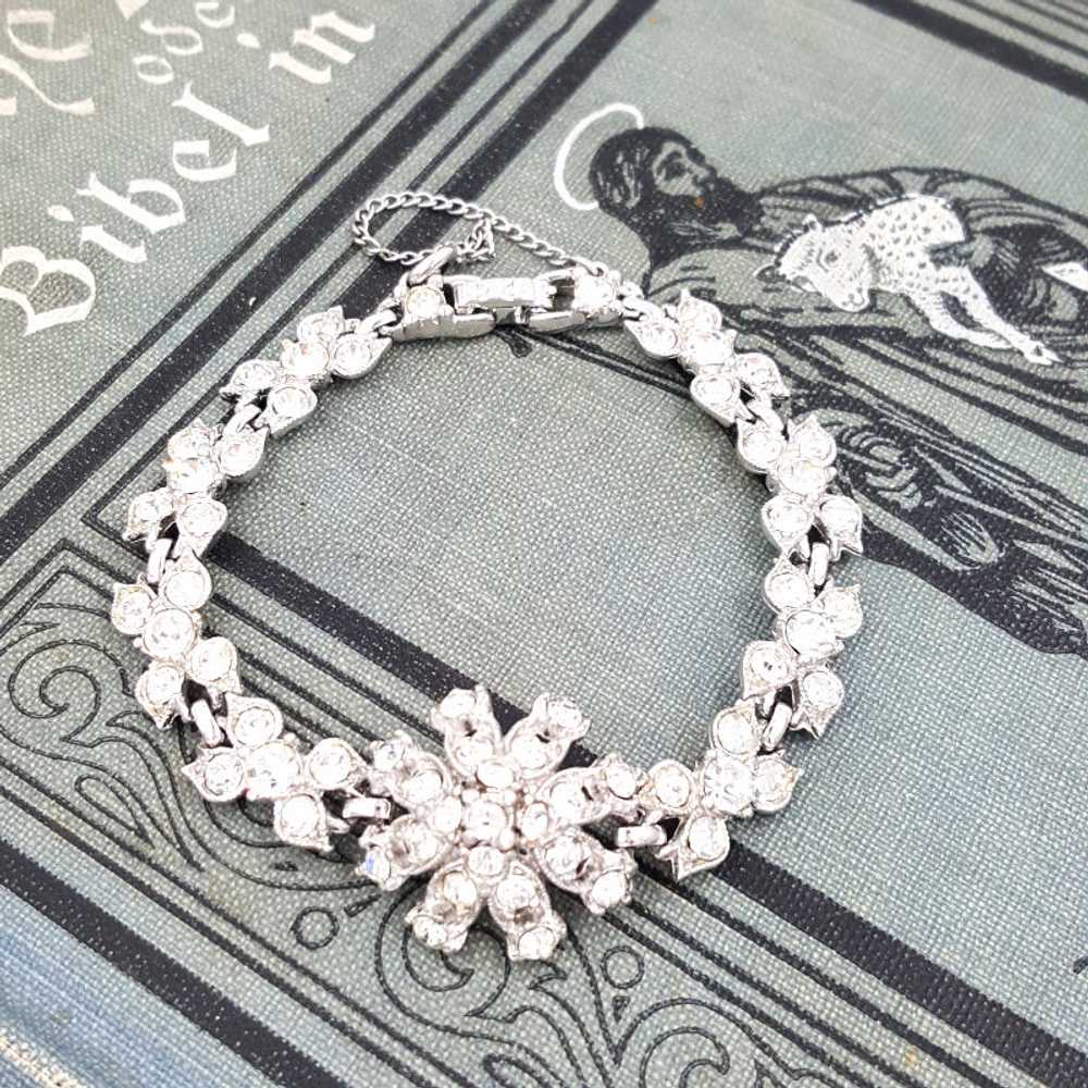 Bogoff Vintage Rhinestone Bracelet with Floral De… - image 12