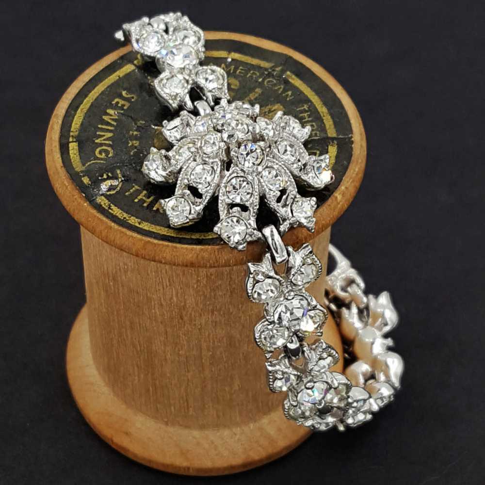 Bogoff Vintage Rhinestone Bracelet with Floral De… - image 7