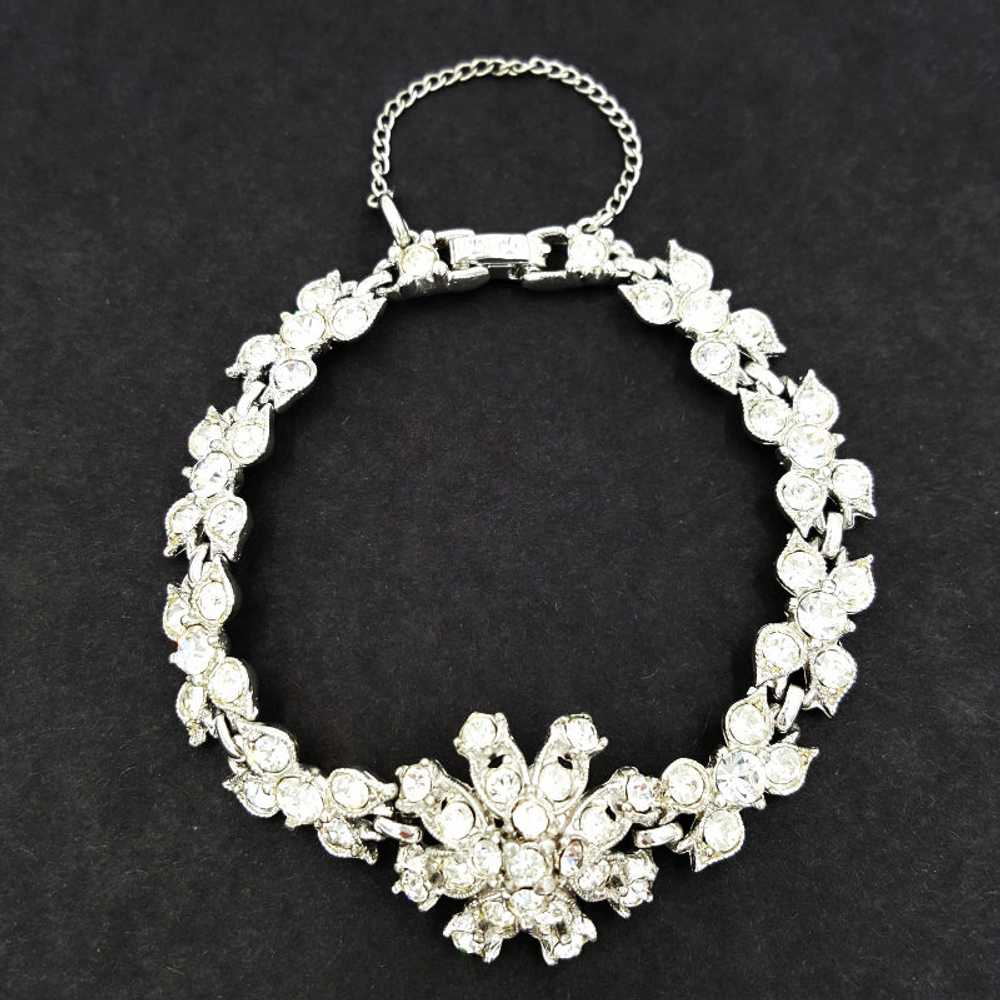 Bogoff Vintage Rhinestone Bracelet with Floral De… - image 8