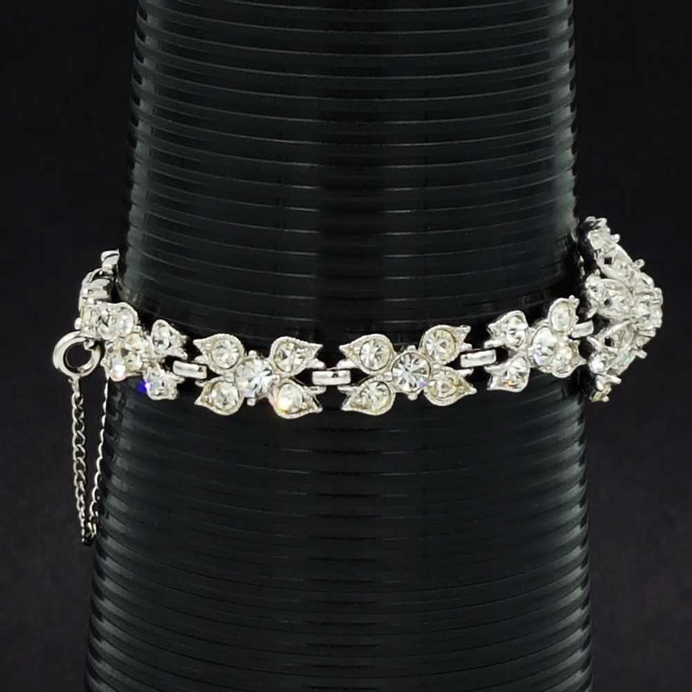 Bogoff Vintage Rhinestone Bracelet with Floral De… - image 9