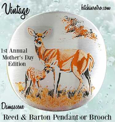Reed and Barton Damascene Mother's Day Brooch and… - image 1