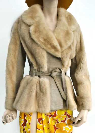 Vintage Funky 70s Honey Blonde Mink and Suede Belt