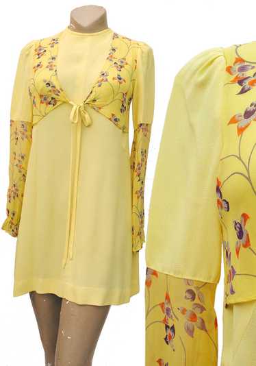 1960s Ossie style Radley Mini Dress in Yellow Crep