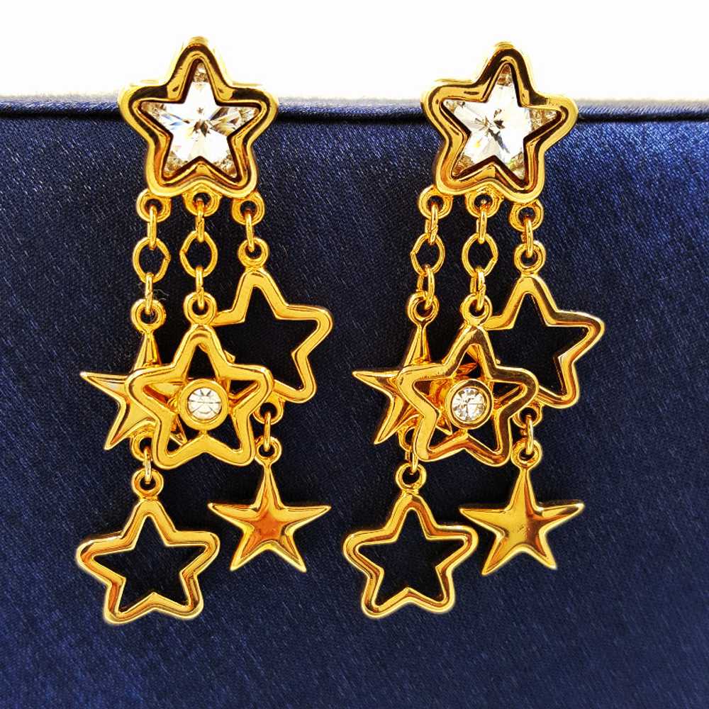 Swarovski Crystal Patriotic Star Dangle Earrings … - image 2