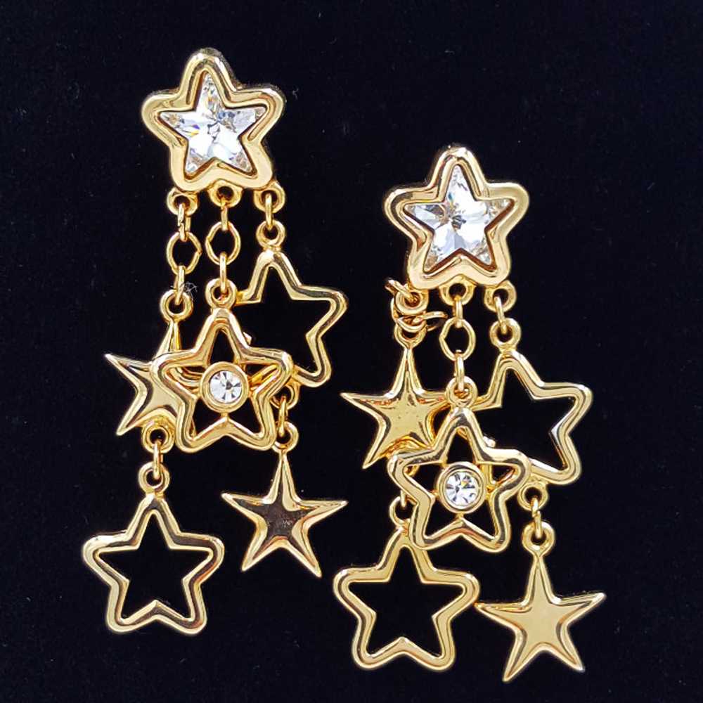 Swarovski Crystal Patriotic Star Dangle Earrings … - image 3