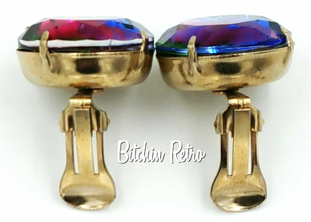 Vintage Rainbow Vitrail Rhinestone Earrings Stunn… - image 11