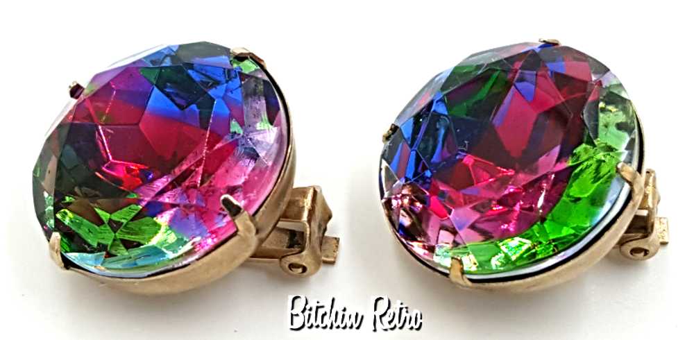 Vintage Rainbow Vitrail Rhinestone Earrings Stunn… - image 6